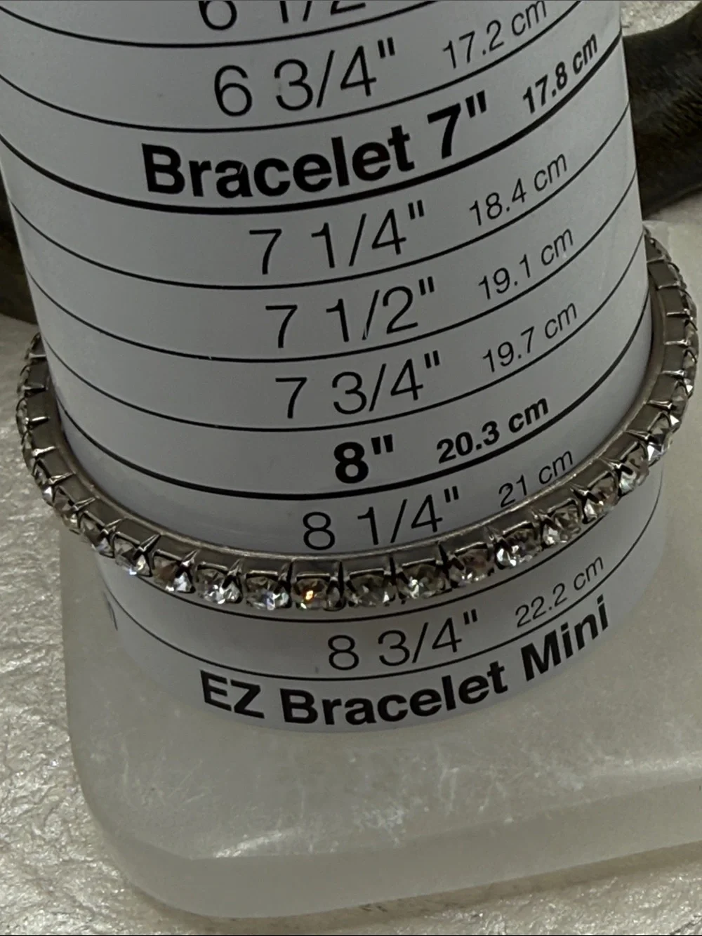 Rhinestone prong set vintage Bracelet - Silver Tone bangle larger stones & size